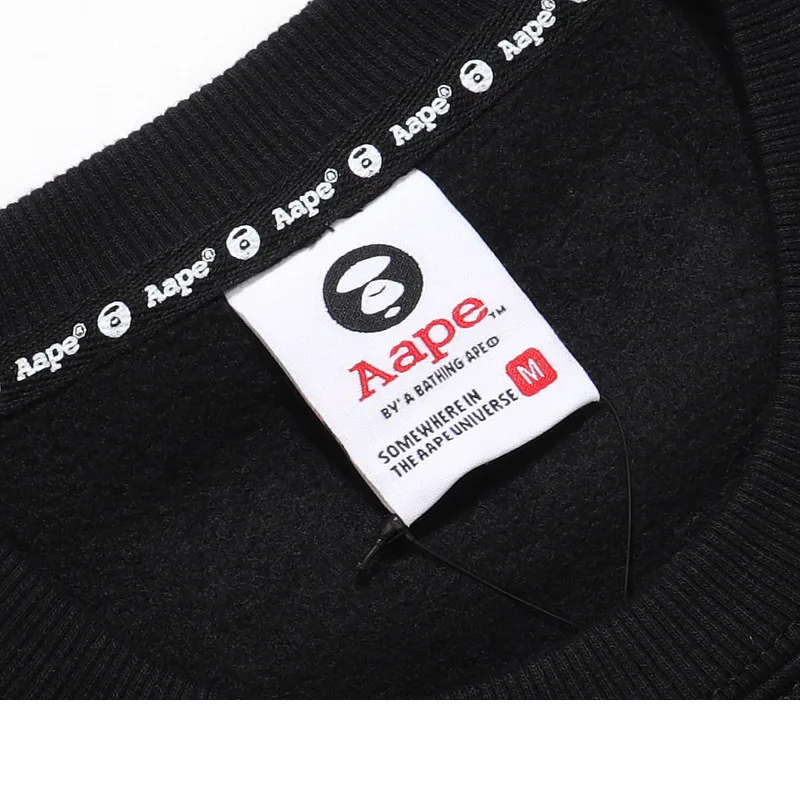 0497毛圈薄款 497加绒厚款 AAPE男女字母刺绣休闲长袖圆领加绒卫衣M L XL XXL 5